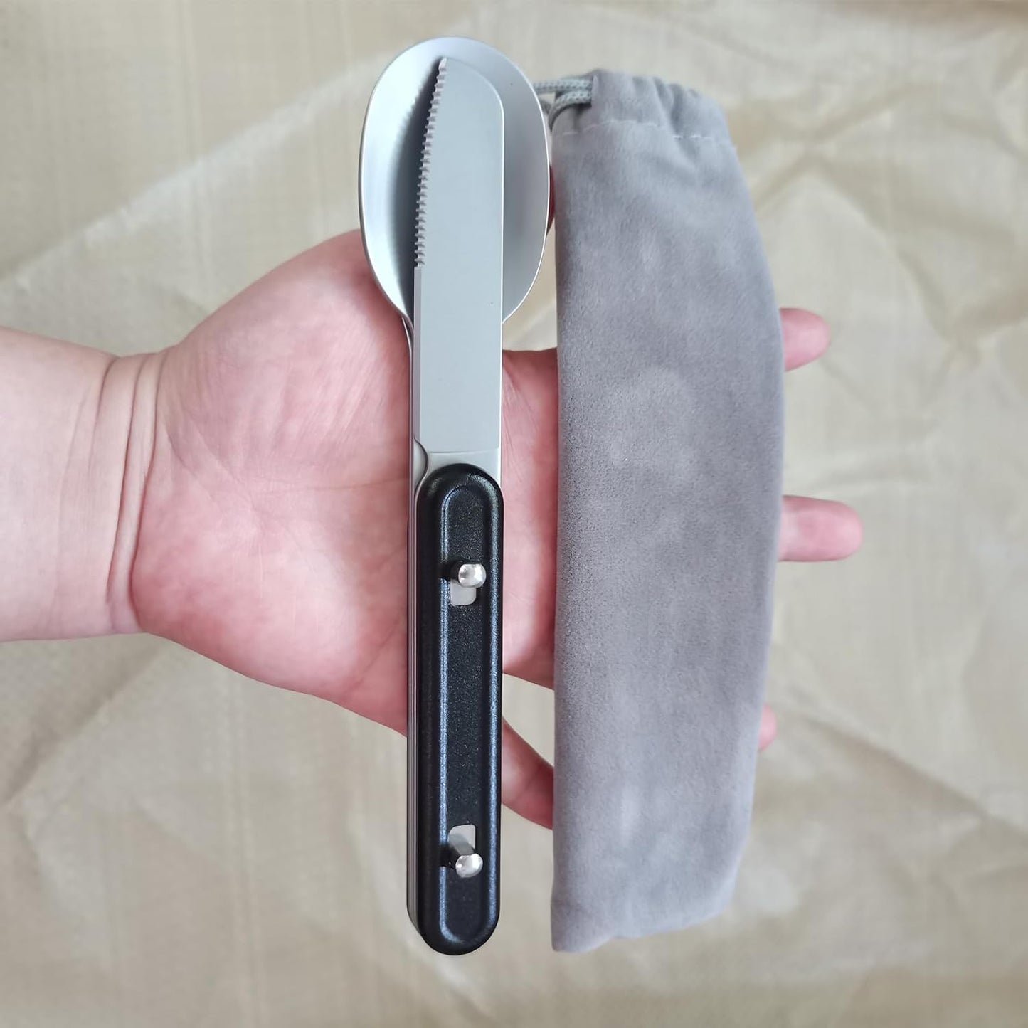 3-in-1 Camping Utensils, Portable Stainless Steel Spoon, Fork and Knife Combo Set for Outdoor Camping Hiking Picnic Travel