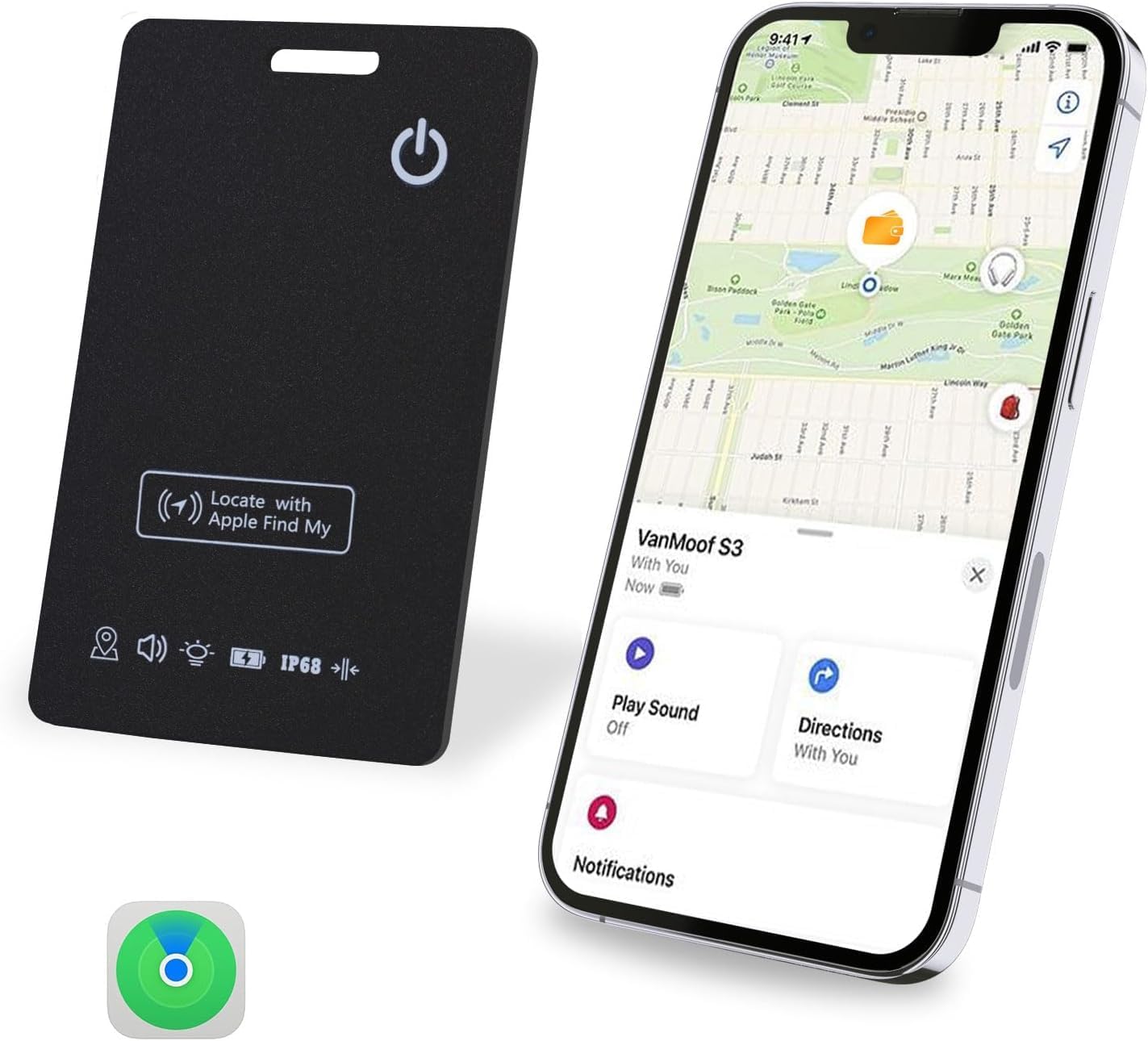 [Apple MFi Certified] LBPRT Air Card Tag Rechargeable Wallet Tracker Thin 1.6mm, Item Finder Work with Apple Find My APP (iOS Only, Android not Supported) Smart Locator for Luggage Suitcase, Purse,Bag