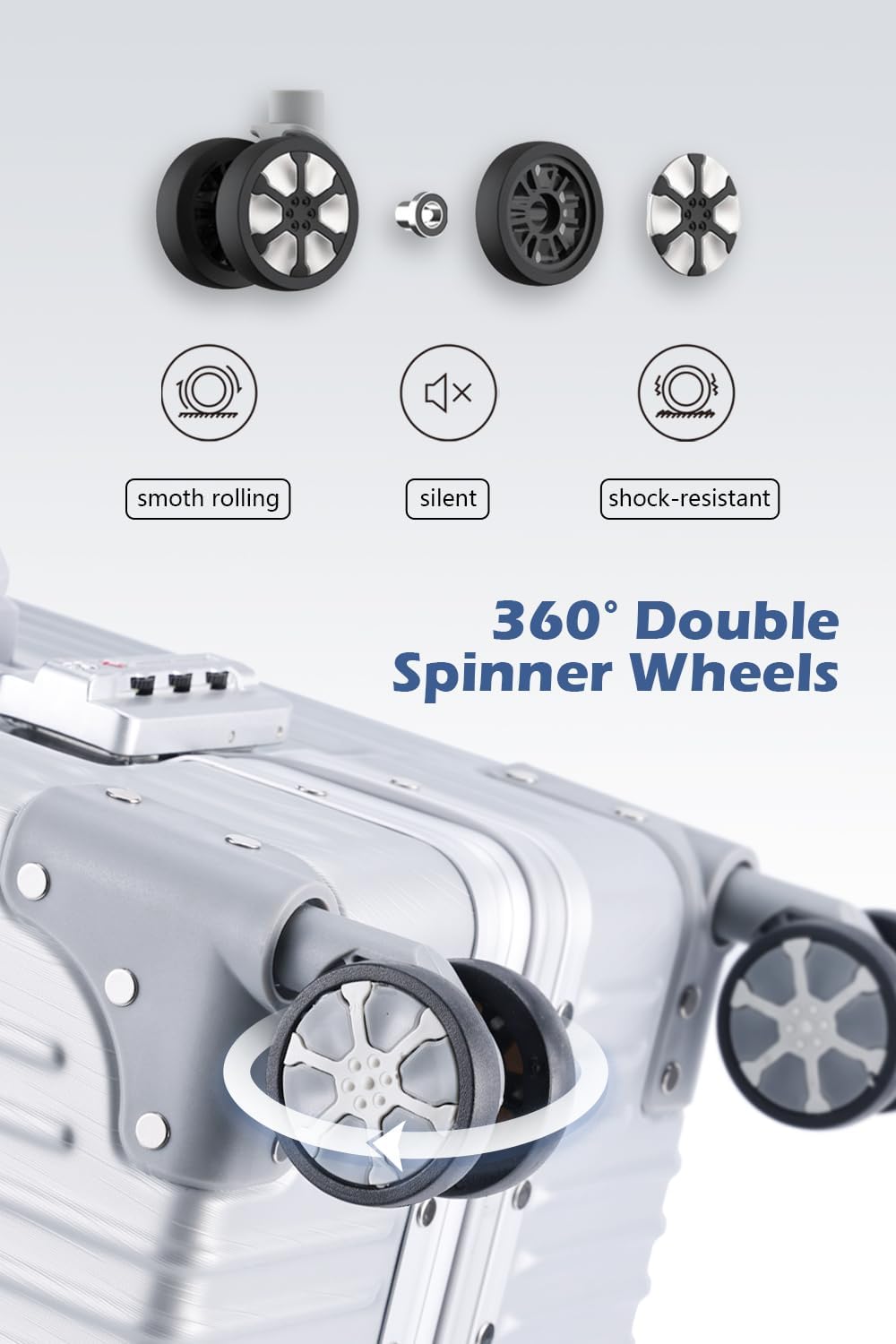 HotWay 28 Inch Checked in Luggage with Aluminum Frame,PC Hard Shell Suitcase with Spinner Wheels and TSA Lock, Large Suitcase for Travel, White