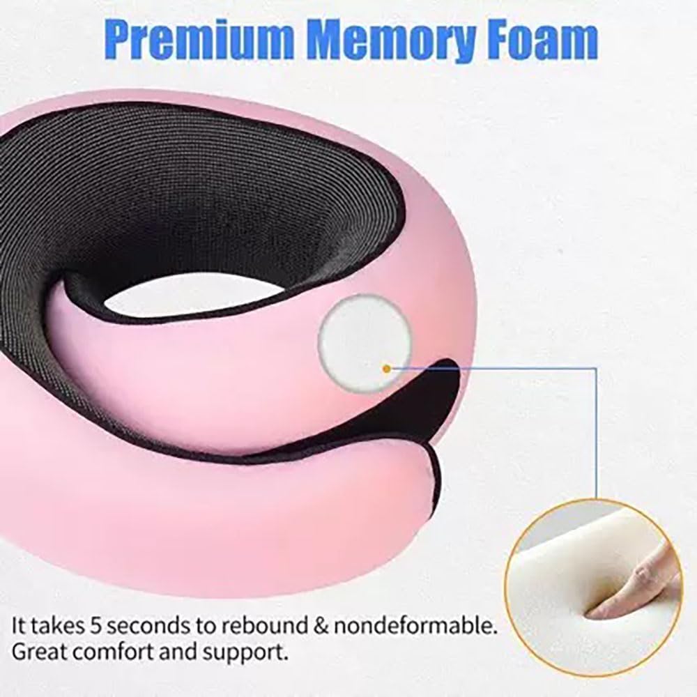 Travel Pillow, Travel Neck Pillow, 360 Degree Comfort and Breathability, Airplane Travel Neck Pillow, Stowable U-Shaped Pillow (Peach)