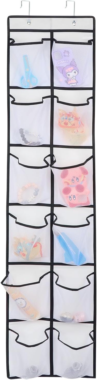12 Large Pockets Over The Door Hanging Shoe Organizer, White