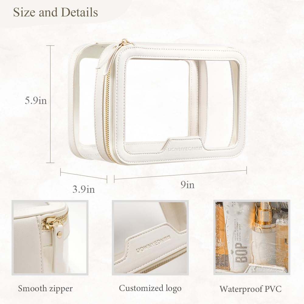 ROWNYEON Clear Makeup Case Toiletry Bag Multipurpose Travel Makeup Train Case Portable Cosmetic Organizer Transparent Storage Bag