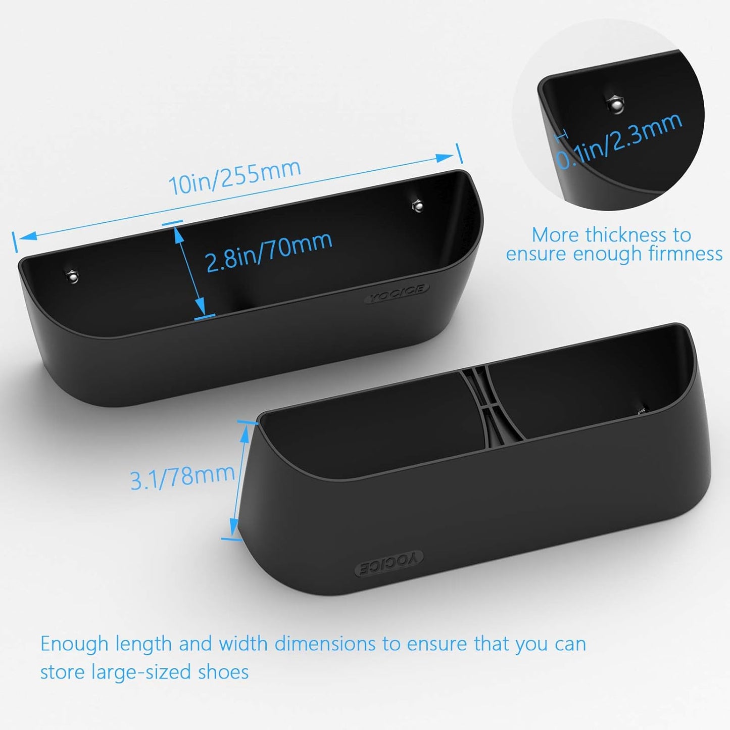 Wall Mounted Shoes Rack 6Pack with Sticky Hanging Strips, Plastic Shoes Holder Storage Organizer,Door Shoe Hangers (SM03-Black-6)