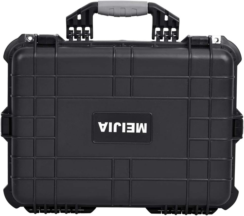 MEIJIA Portable Waterproof Protective Case,Hard Camera Case,Customized Fit Foam Inserted, Elegant Black,Fit for Camera, Equipments, Lens,Drones(Black)