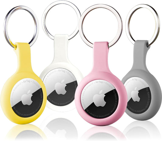 ThingsBag Apple AirTags 4 Pack Case Keychain Silicone Apple Air Tags Holder Item Finders Accessories Comes with Metal Snap Airtags Keyring Case 4 Pack