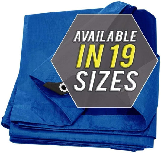 Large Waterproof Tarp - Heavy Duty 10 Mil Thick Poly Tarpaulin Ideal for Canopy Tents, Boats, RV or Pool Covers - Multipurpose Protective Tarps with Grommets for Indoor and Outdoor Use | 6' x 8'