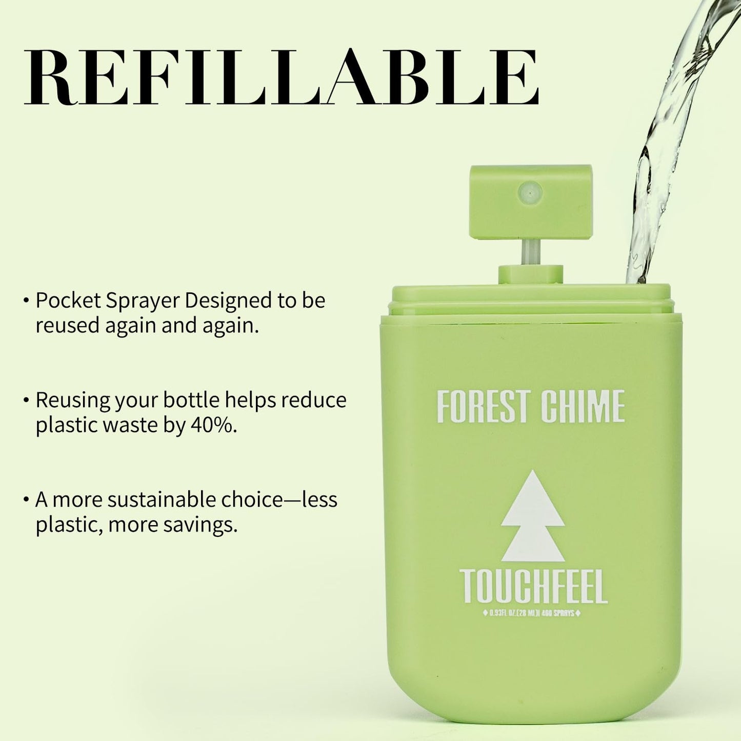 Power Mist Hand Sanitizer Spray, Scented Hydrating Hand Sanitizers Travel Size Refillable, Pocket Portable 1-Pack (Forest Chime) 0.93Fl Oz 460-Sprays Each