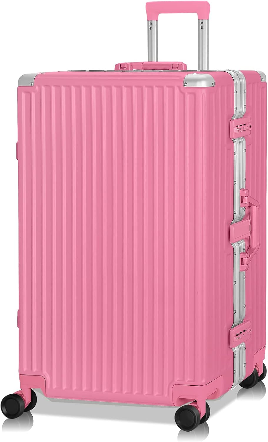 AnyZip Luggage Aluminium Frame Suitcase Hard Shell TSA Lock No Zipper 28In Rose Pink