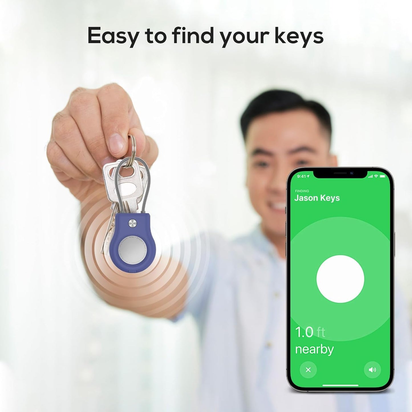 Air tag Holder,(4 Pack) Air Tags Keychain with Secure Lock,Air Tags Case with Wire Cable for Apple Airtag,Anti-Lost Protective Case with Keyring for Luggage, Key, Pet, Bag, Black/Blue