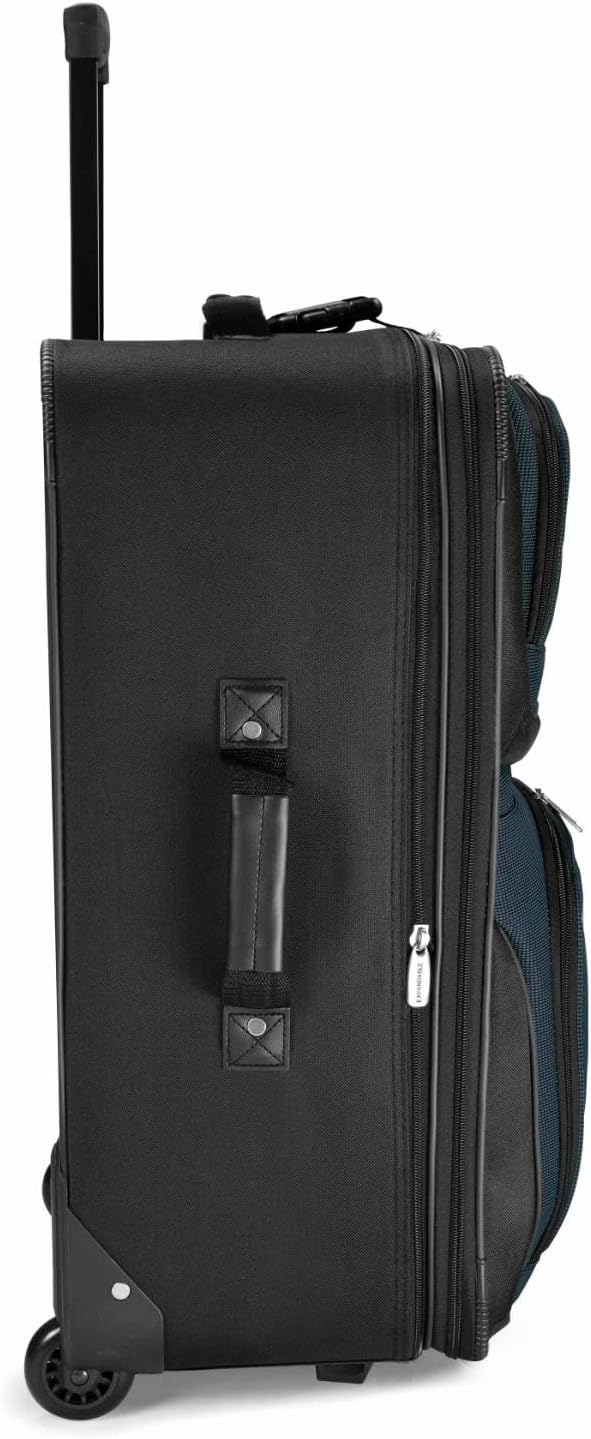 Travel Select Amsterdam 4-Piece Softside Expandable Rolling Luggage Set, Lightweight 2-Wheel Suitcases, Packing Cubes & Travel Tote, Durable Polyester Construction, Navy