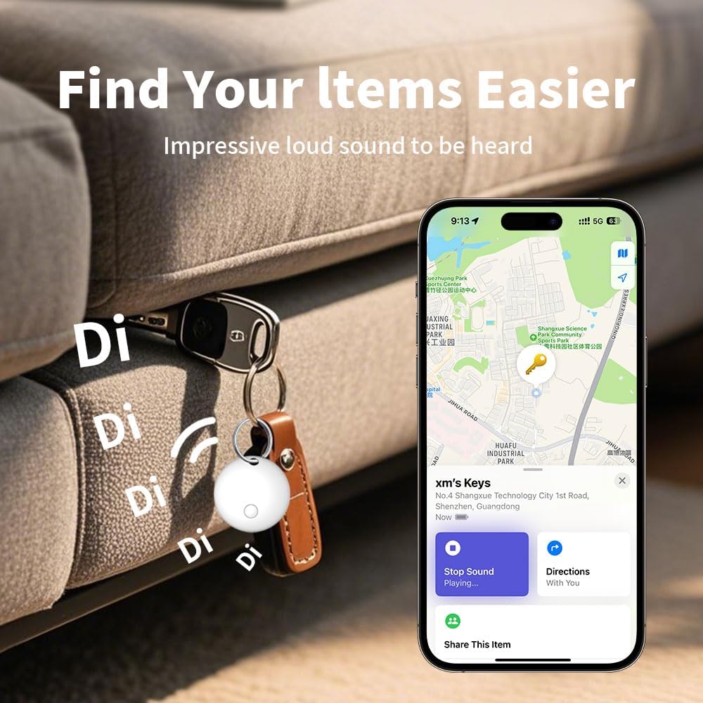 Smart Tag Tracker Works with Apple Find My, IP65 Waterproof and Replaceable Battery, Bluetooth Tracker Item Locator for Key Pet Wallet Backpack Luggage, 1 Pack, White (Not for Android or Huawei)