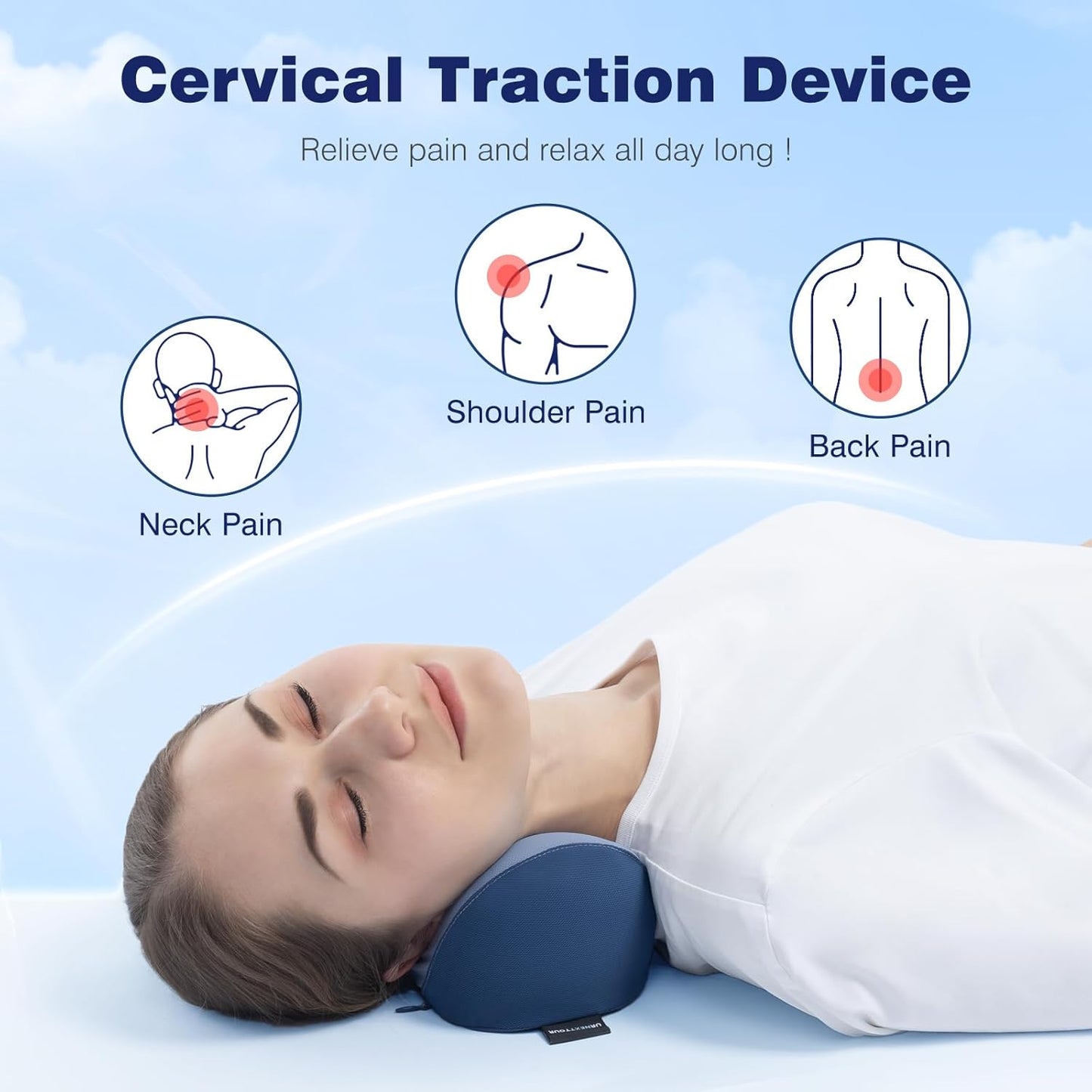 Neck Cervical Pillow Cervical Traction Device Lumbar Support Memory Foam Roll Pillow Muscle Relief Shoulder Pain Relaxer Blue