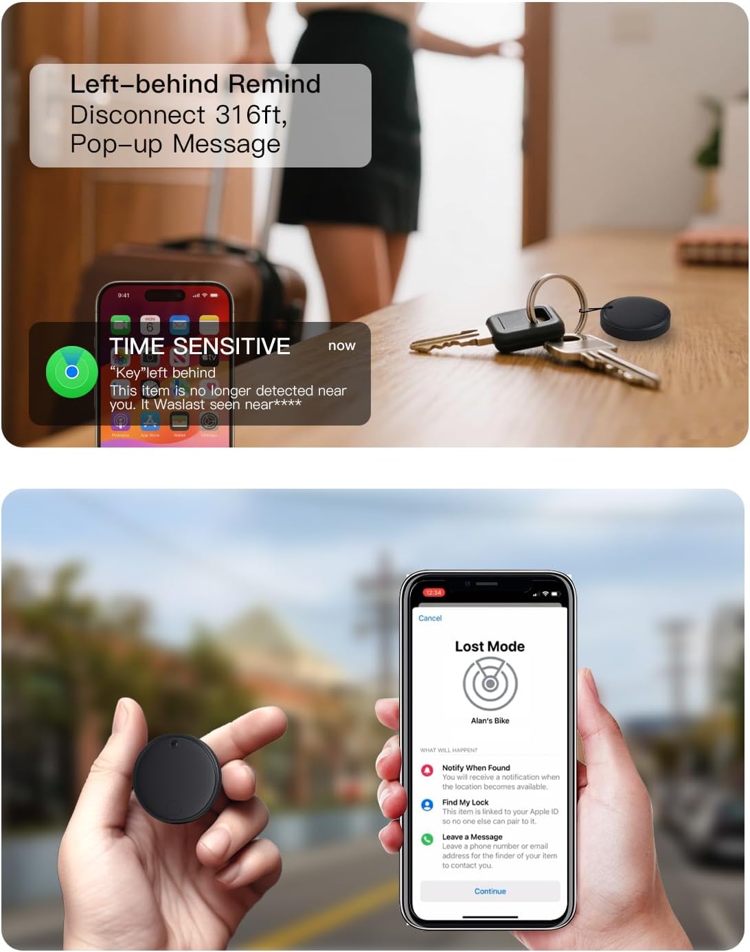 2025 Bluetooth Tracker Smart Finder for Apple Find My[Apple MFi Certified，iOS Only], iPhone Tags Key Finder Luggage Tracker for Bags, Luggage, Wallet, Bicycle, Replaceable Battery