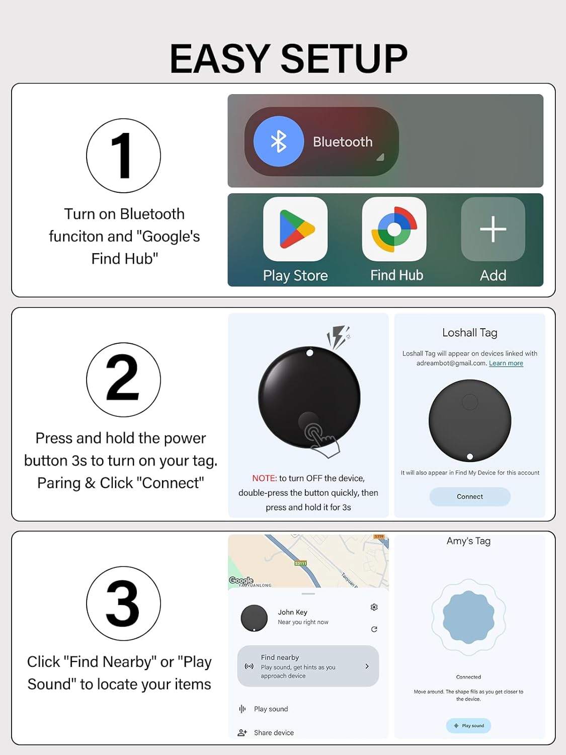 Android Tracker Tags, Works with Google Find My Device App (Android only), Key Finder Item Locator Tracking Device Smart Tags for Luggage, Wallet, Vehicles, Keys (Multi-Color, 4 Pack)