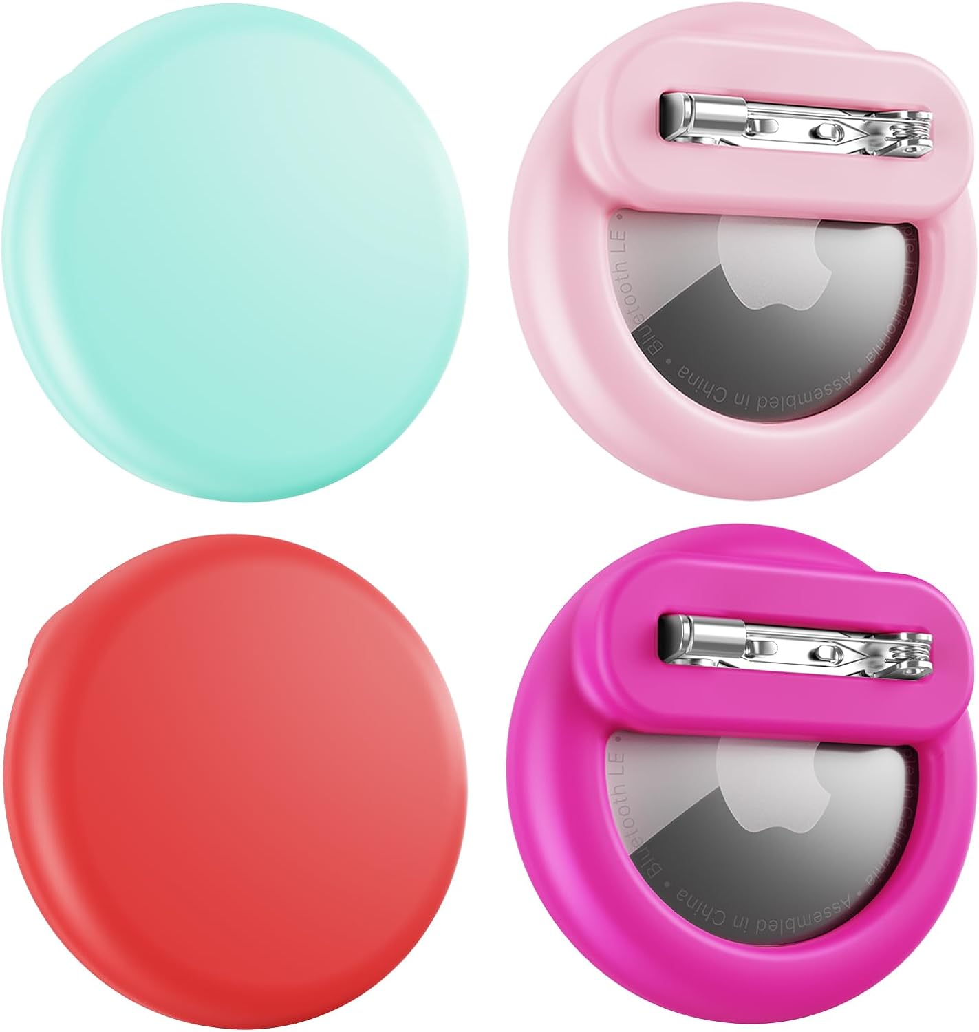 for Air Tags-4 Pack Apple Kids Hidden, for Airtag Holder for Kid, for AirTag Hidden Kid Holder with Invisible Pin, Anti Lost, for Kids, Elderly, Luggage, Clothing (Mint Green Red Rose Pink)