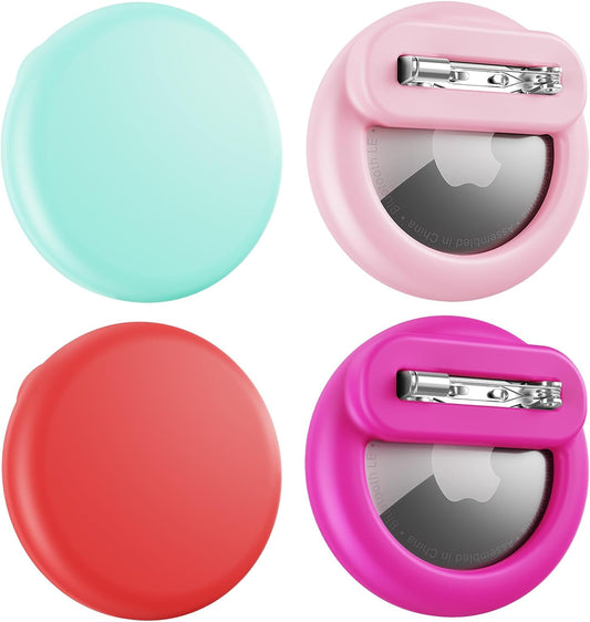 for Air Tags-4 Pack Apple Kids Hidden, for Airtag Holder for Kid, for AirTag Hidden Kid Holder with Invisible Pin, Anti Lost, for Kids, Elderly, Luggage, Clothing (Mint Green Red Rose Pink)