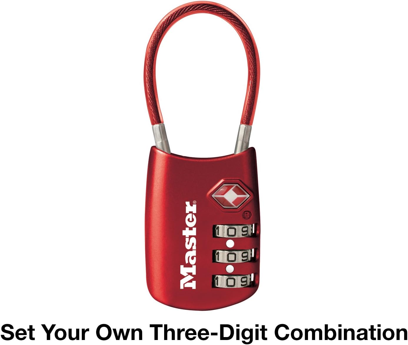 Master Lock 4688D Set Your Own Combination TSA Approved Luggage Lock, 1 Pack, Red