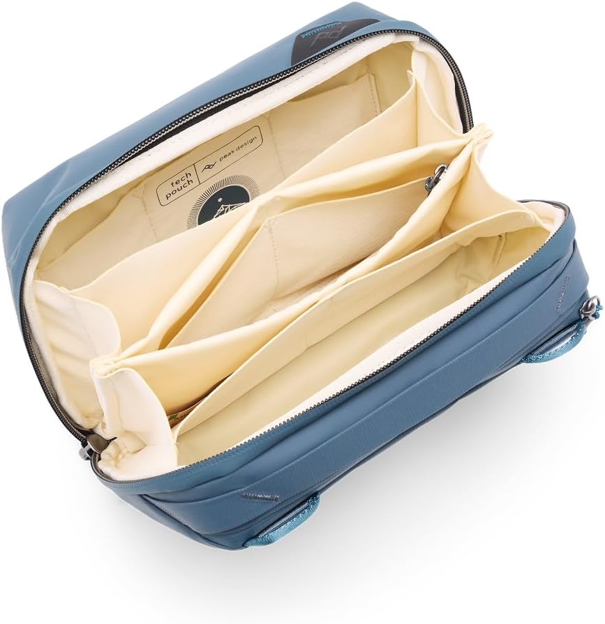 Peak Design Tech Pouch, Ocean, Electronics Organizer for Travel or Everyday Carry, Origami-Style Storage, Cable Pass-Through, Weatherproof Recycled Nylon, Gear Carry Bag for Men and Women