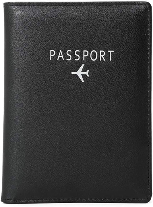 BAKUN Travel Wallet & Family Leather Passport Holder Cover RFID Blocking Travel Wallet, Leather Card Case, Travel Document Organizer Case(Black)