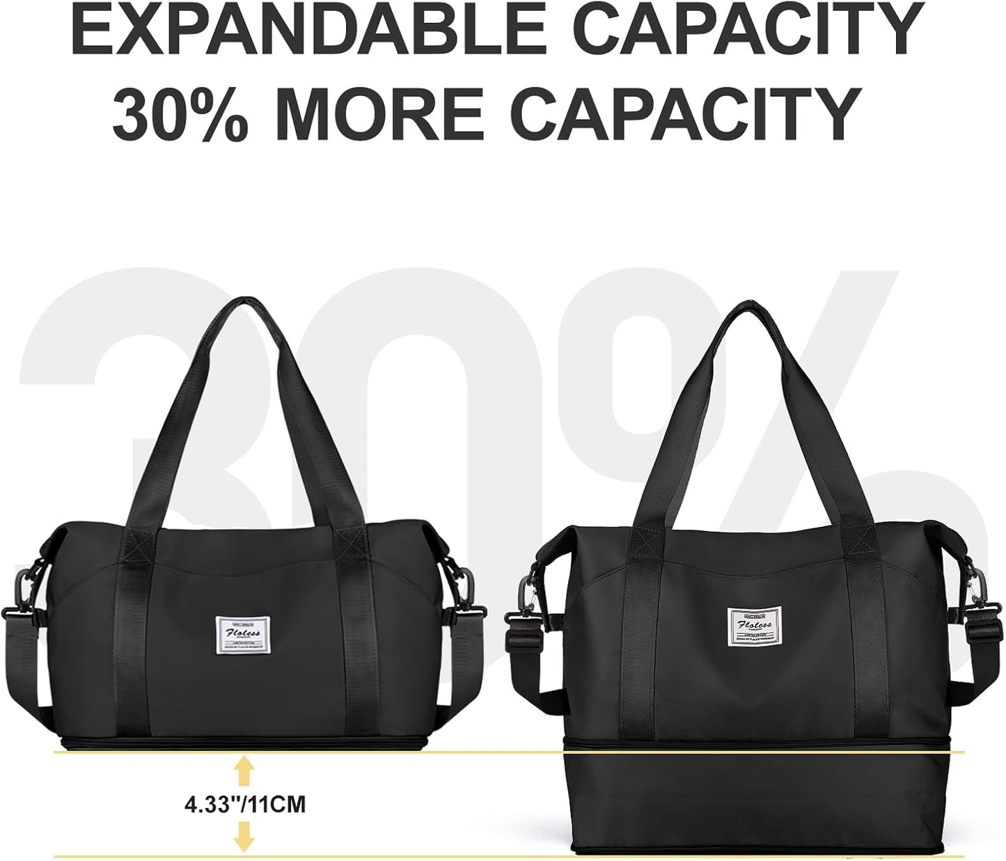 Travel Duffel Bag, Sports Tote Gym Bag, Shoulder Weekender Overnight Bag for Women