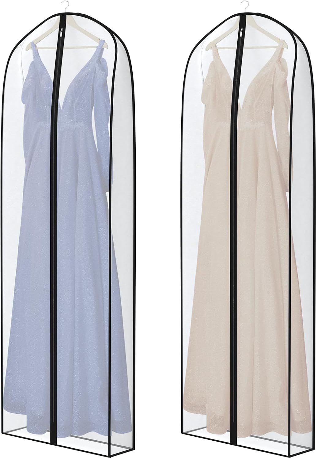 Zilink Breathable Dress Bags for Gowns Long 72” Wedding Dress Storage Bags Silky Dress Bags for Closet Storage with 7" Gussted Wrinkle Free for Long Evening Dresses Puffy Dress Storage, Set of 2