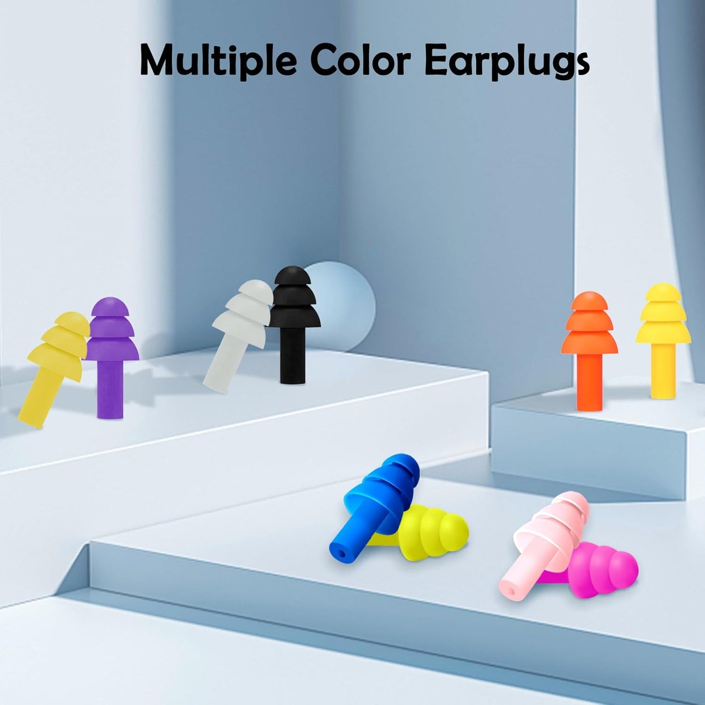 200 Pairs Ear Plugs for Sleeping Noise Cancelling, Reusable Silicone Sound Blocking Earplugs, Waterproof Noise Reduction Ear Plugs for Shooting, Swimming, Concerts, Snoring
