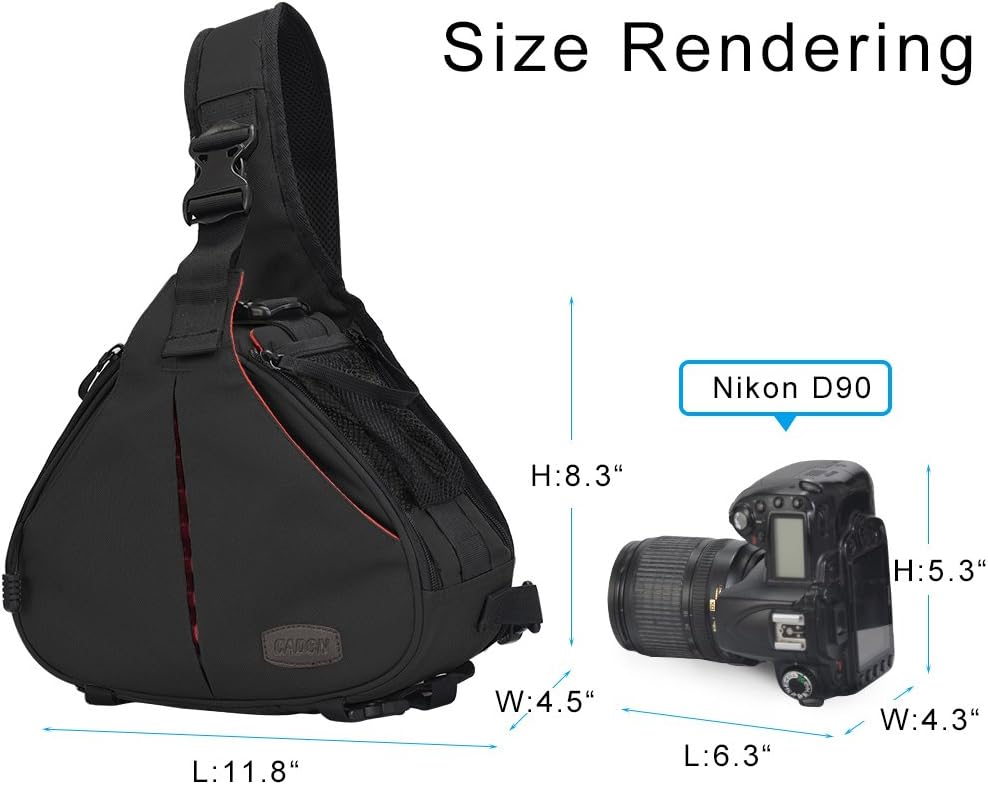 CADeN Camera Bag Sling Backpack Camera Case Waterproof with Rain Cover Tripod Holder, Compatible for DSLR/SLR Mirrorless Cameras (Canon Nikon Sony Pentax) and Accessories Black