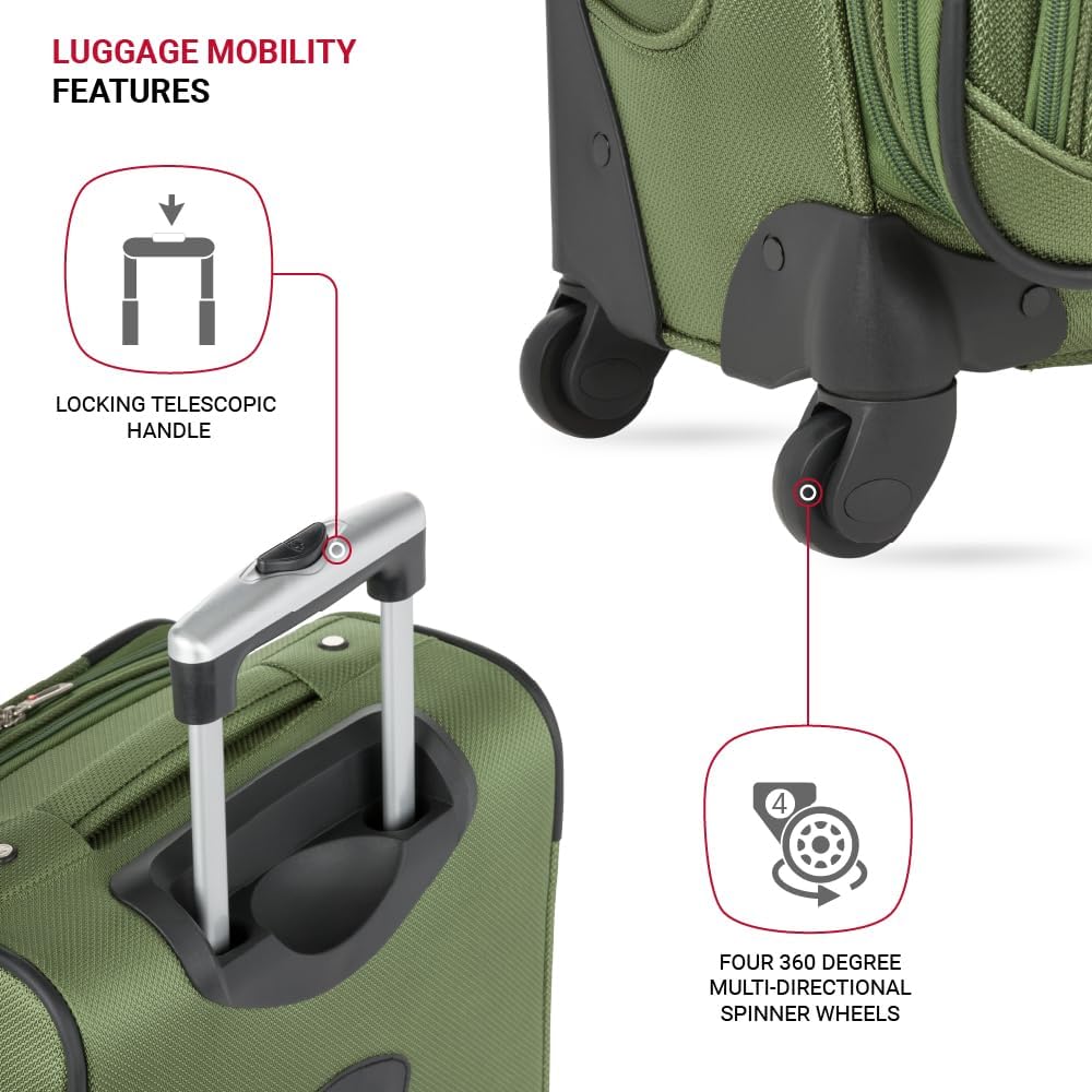 SwissGear Sion Softside Expandable Luggage, Evergreen, Carry-On 21-Inch