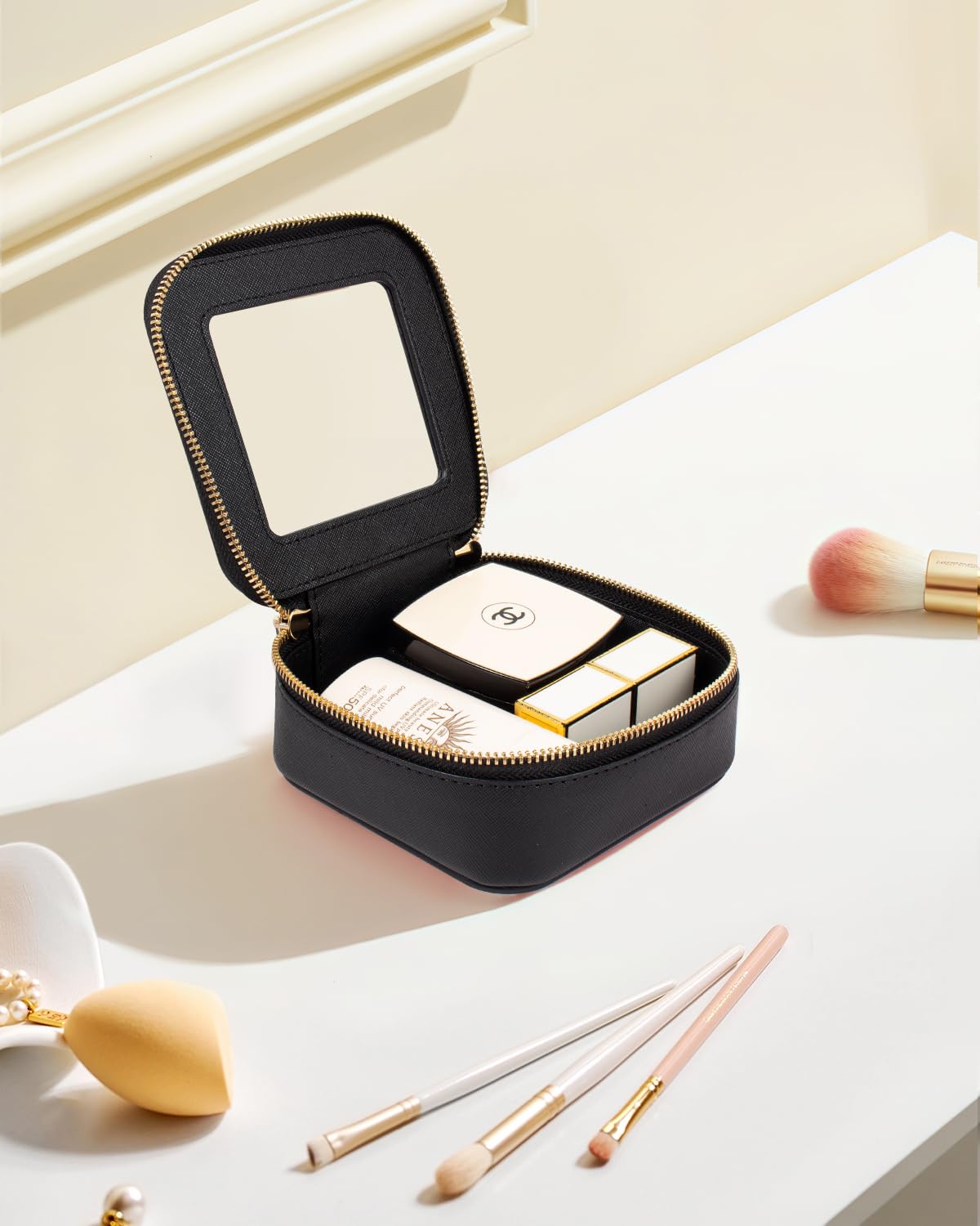 LETGO Clear Makeup Bags Small, Small Makeup Bag for Purse,Mini Clear Makeup Pouch Purse Organizer Fit Carry-on Travel Essentials,Cute Cosmetic Bags Car Accessories for Women (Mini-Black)