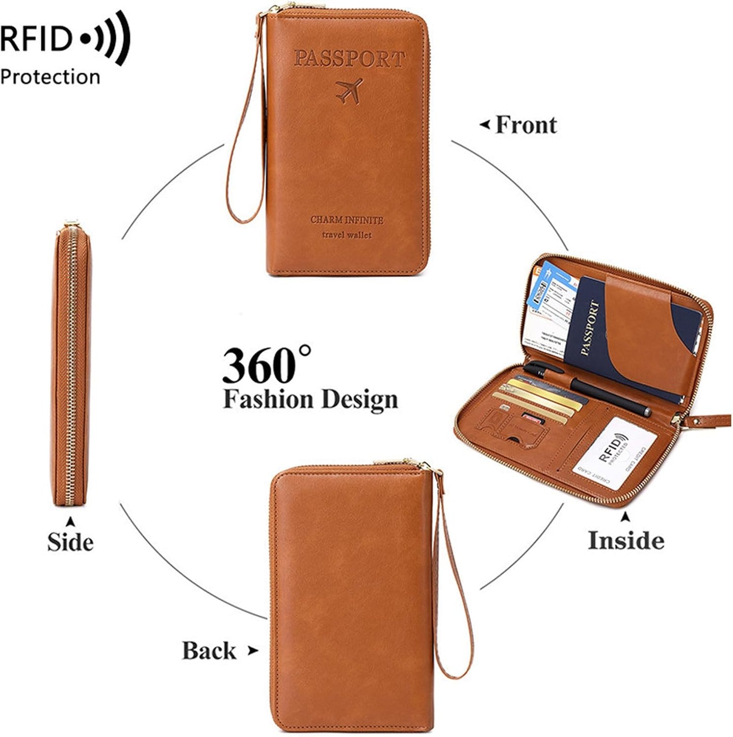 Multi-Function RFID Travel Passport Wallet with Phone Pocket - Ultimate Passport Holder for Women & Men | Holds Phones, Passports, Cash, Cards & Boarding Passes (Pink)