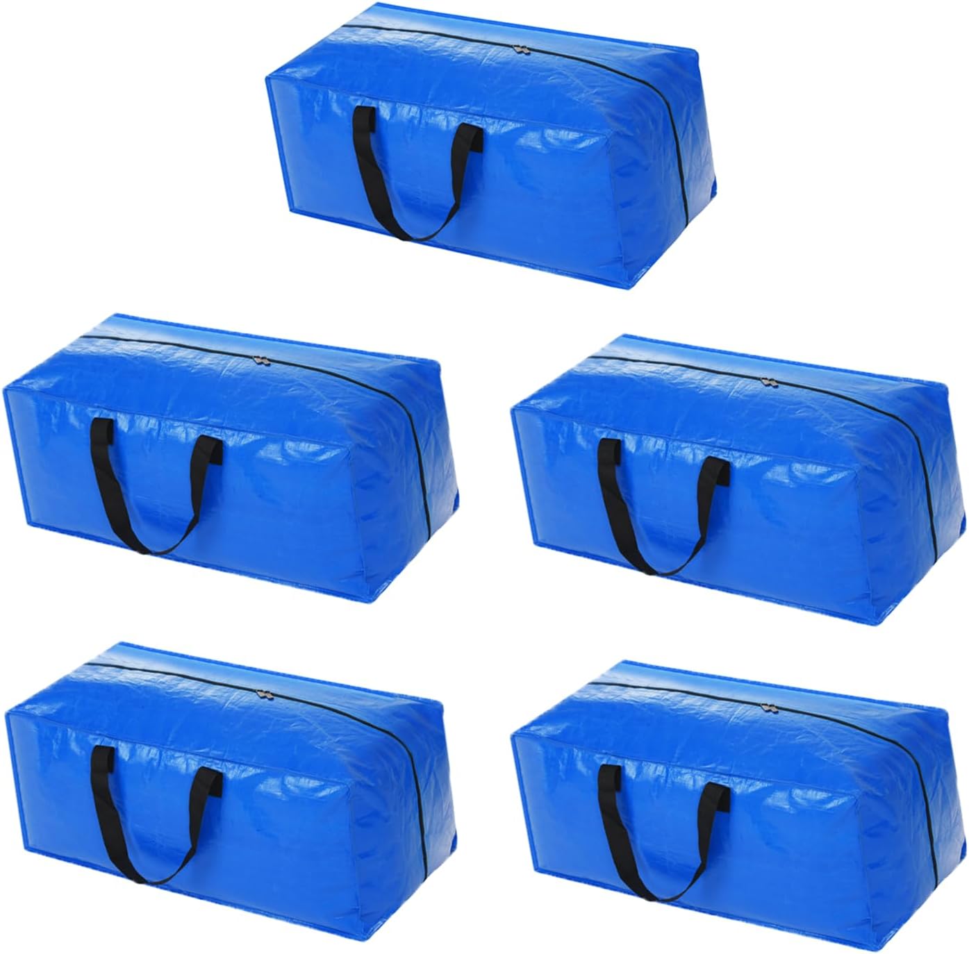 5 Pack Heavy Duty Extra Large Moving Bags Storage Tote - Strong Handles& Backpack Straps - Space Saving Storage Bags Alternative to Moving Boxes and Bins,Compatible with Ikea Frakta Cart, Blue