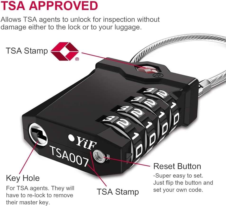 ZHEGE TSA Luggage Locks, Travel Locks TSA Approved, 4 Digit Cable Luggage Lock with Open Alert Indicator for Suitcase, Backpack, Baggage, Laptop Bag (2 Pack, Red)