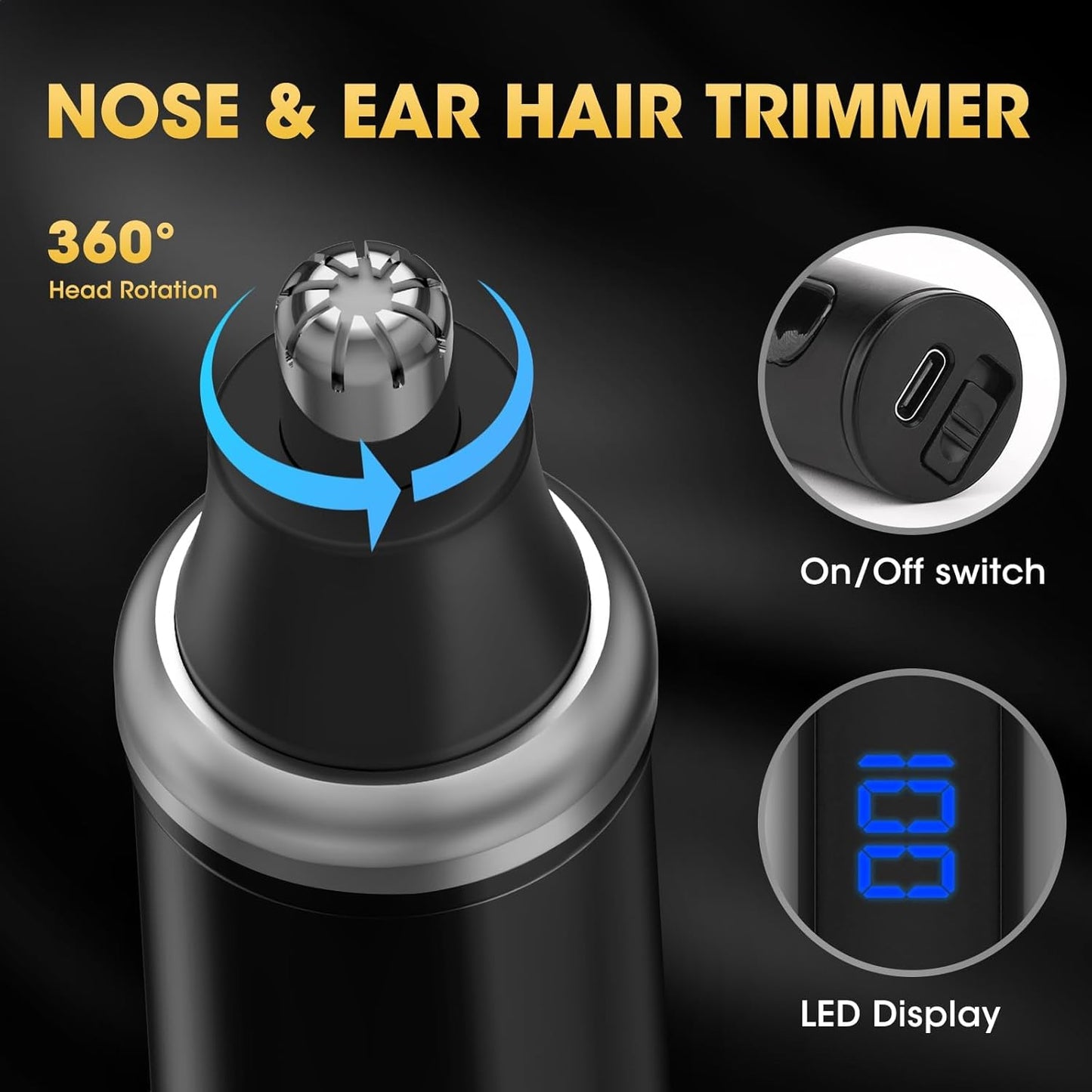 4 in 1 Hair Clippers for Men, Professional T-Blade Trimmer, Electric Foil Shaver, Nose Hair Trimmer, Cordless, LCD Display, Grooming Kit(Black)