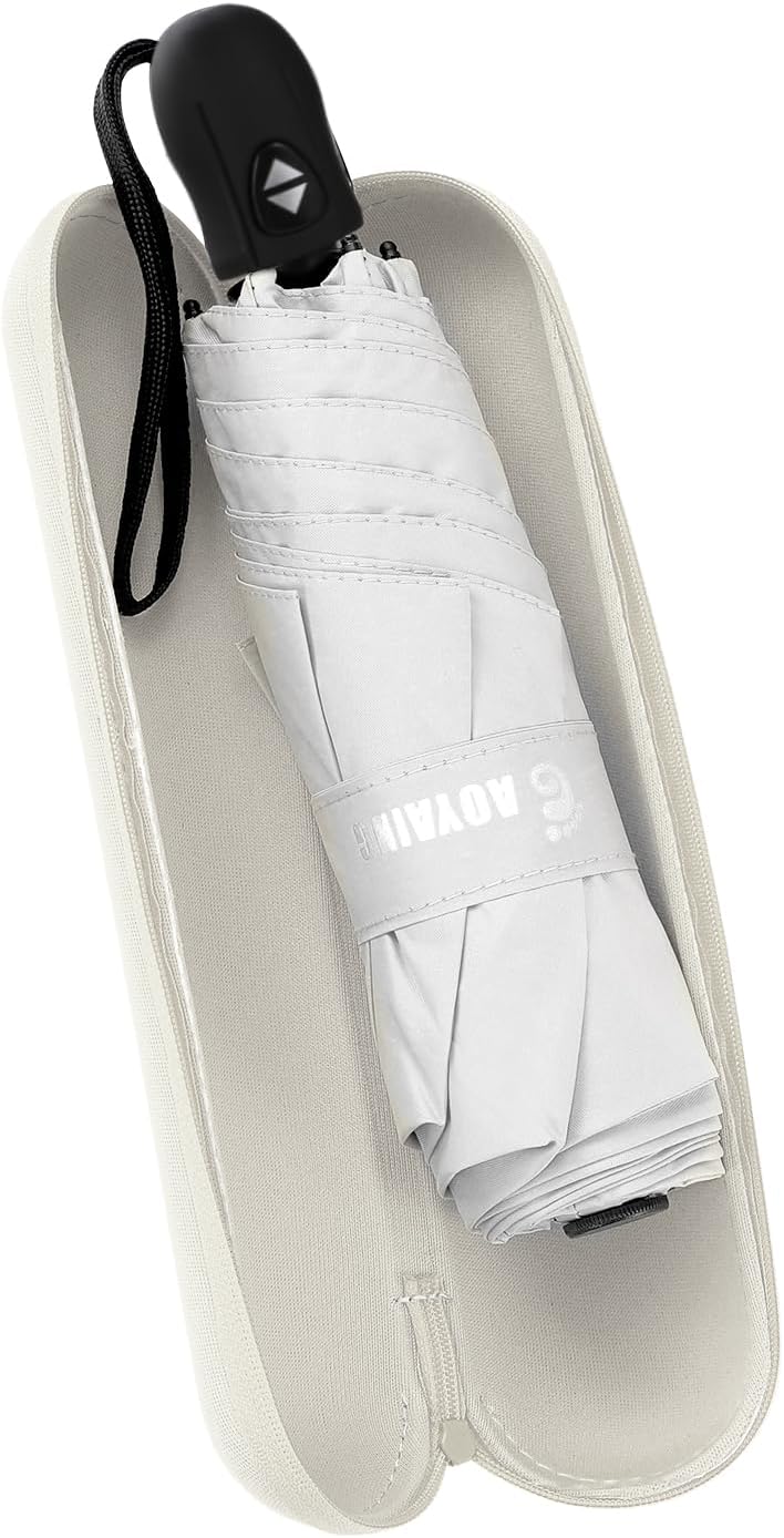 GAOYAING Compact Automatic Travel Umbrella with Case, Mini Small Folding Sun UV, Pocket Purse Umbrella
