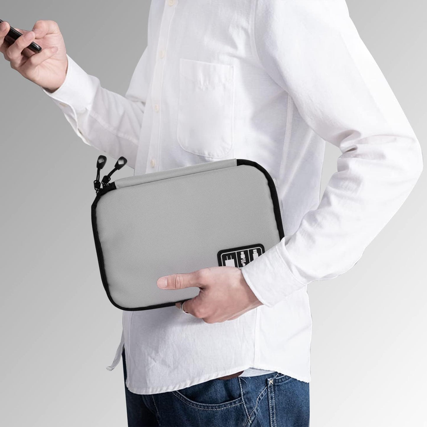 Electronics Organizer Travel Case,Electronic Accessories Storage Bag,Portable Waterproof Cable Organizer Bag,Travel Cord Organizer Bags for Small Charging Cord Storage,SD Card-Grey Green