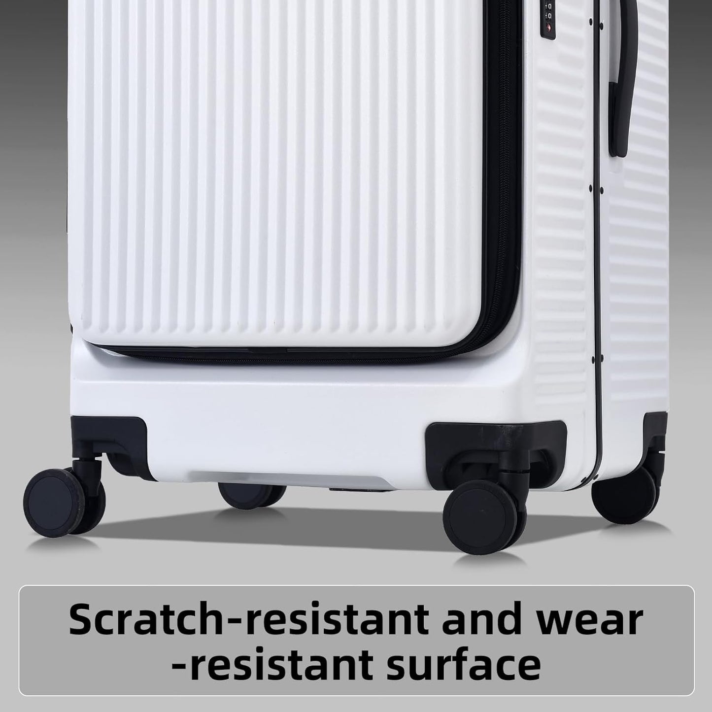 2 pieces 20/29 Aluminum Frame Carry On and Checked Luggage Set with Side Opening, Lightweight Hardshell ABS+PC Trunk Suitcase with TSA Lock, 360° Universal Wheels & Adjustable Handle, White