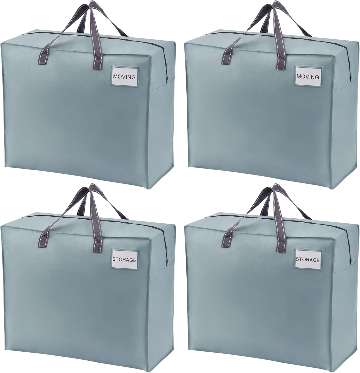 VENO 4 Pack Heavy Duty Moving Bags, Storage Bags, Packing Supplies, Top Zipper, Storage Totes for Camping, Clothes, Bedding, Comforters, Pillows (22 Gallon Light Blue, 4 Pack)