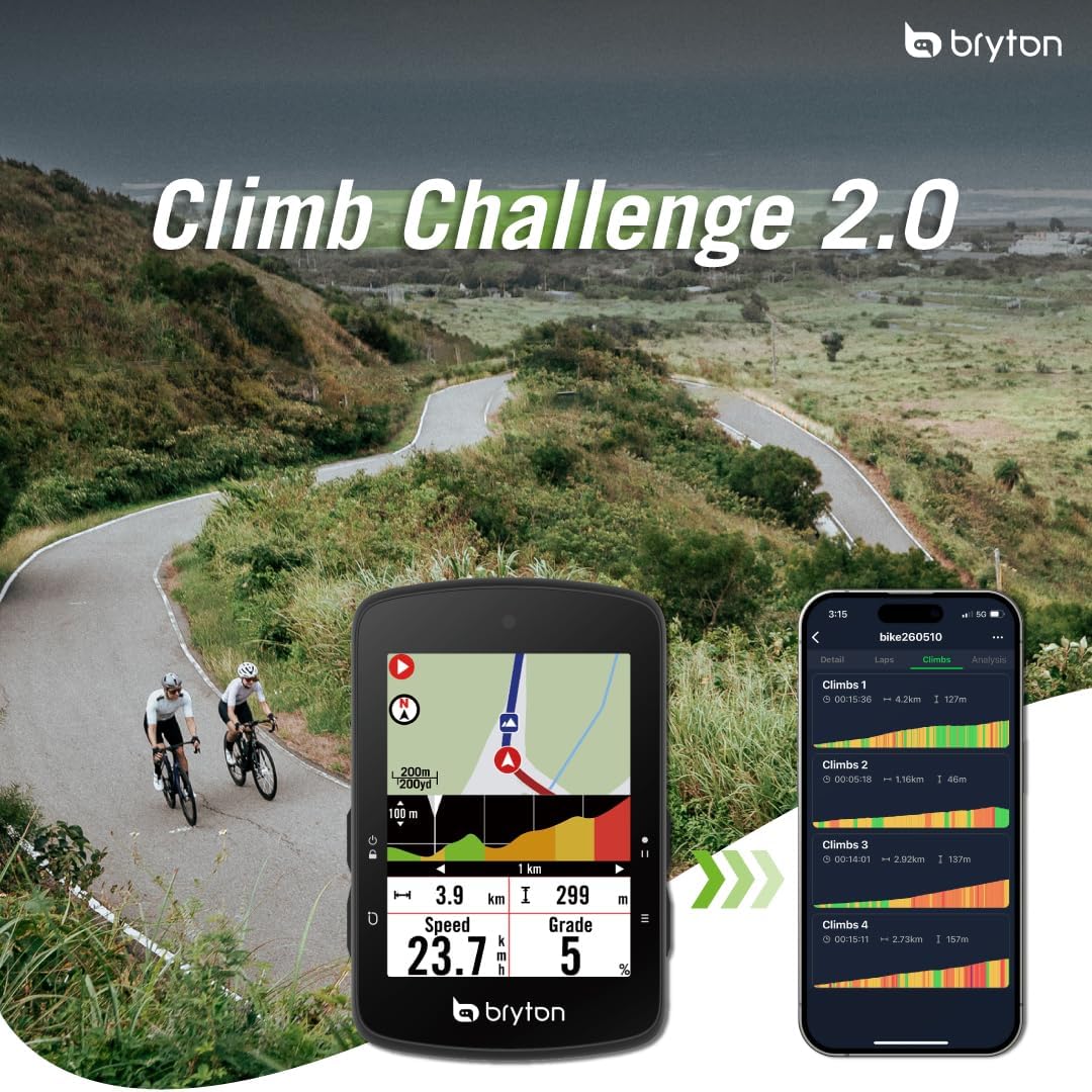 Bryton Rider S510 Sensor Bundle 2.8 Inch Color LCD Touchscreen GPS Bike/Cycling Computer, Offline USA Map, Compatible with Bike Radar, 30hrs Long Battery Life, Waterproof