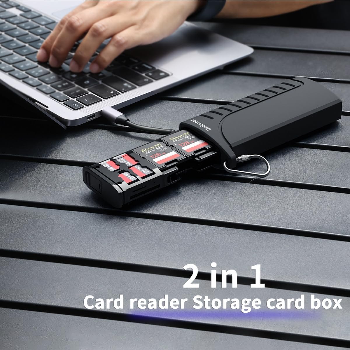 2 in 1 Micro SD Card Reader Case TF Card Holder Carrying Case,Dual Card Reader,Memory Card Organizer Waterproof with OTG,6 TF/4 SD/2 SIM Cards Slots for Computer ipad iPhone/Android Smartphone
