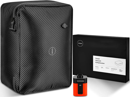 Vacuum Compression Bags with Wireless Pump – Space Saver Compression Bags for Luggage, No Checked Baggage, Triple Your Luggage Space, IP68, Reusable, Fits 20/24/28 Inch Suitcase (No Tracker)