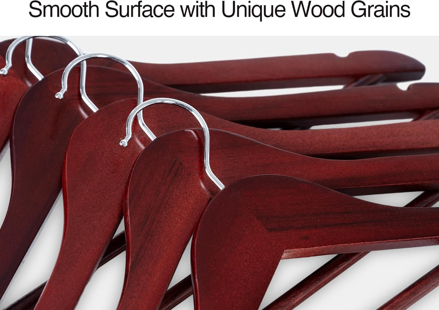 StorageWorks Wooden Hangers 30 Pack, Wood Coat Hanger for Coats, Shirts, Jackets, Pants, Suits, Dark Cherry Color