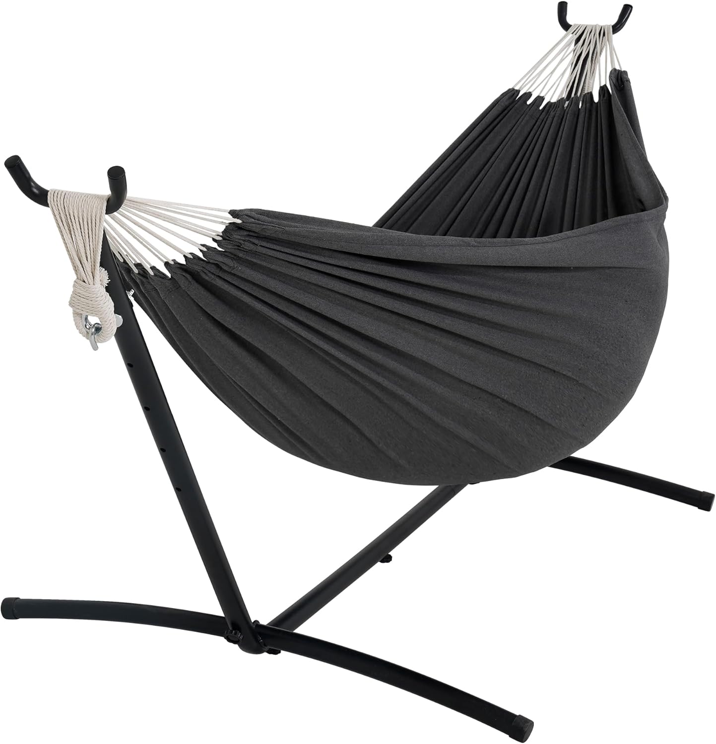 Lazy Daze Hammocks Double Hammock with 9ft Space-Saving Steel Stand Includes Portable Carrying Case, 450 Pounds Capacity (Dark Grey)