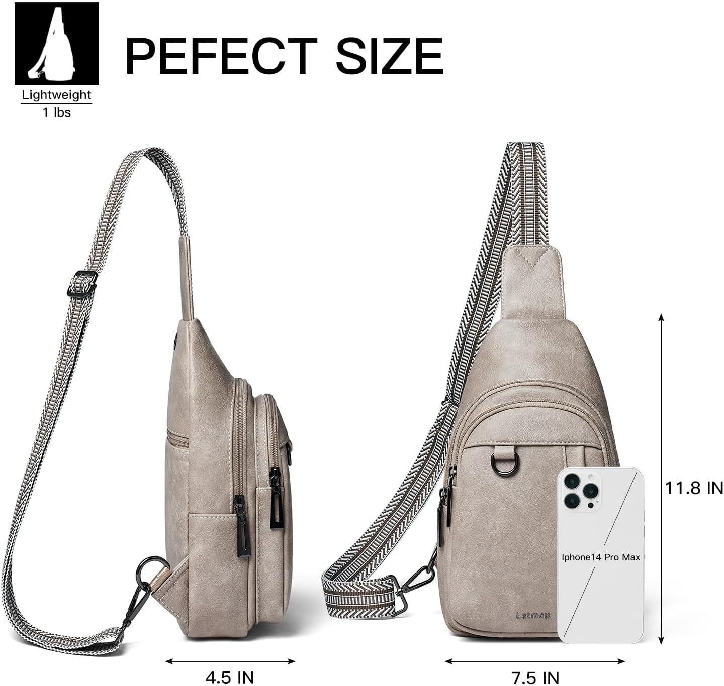 7L Sling Bag for Women Men Leather Small Sling Backpack Daypack Anti Theft Fanny Pack Crossbody Purse Travel