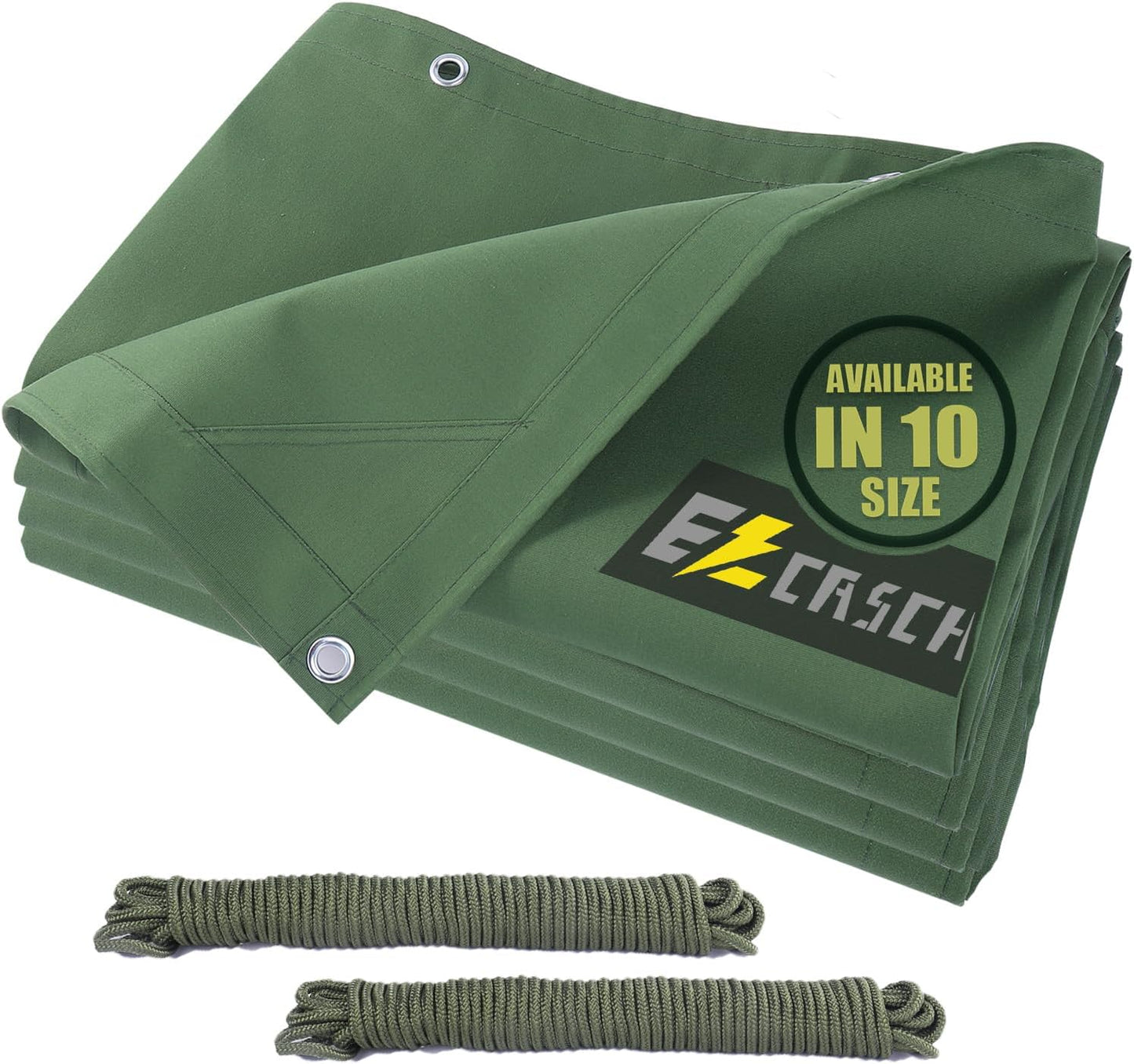 20’x24’ Canvas Tarp Heavy Duty Water Resistant Tarpaulins with Aluminum Grommets,UV Resistant, 22Mil Multipurpose Drop Cloth, 14oz Cover Sheet for Outdoor and Indoor Use with Ropes Green