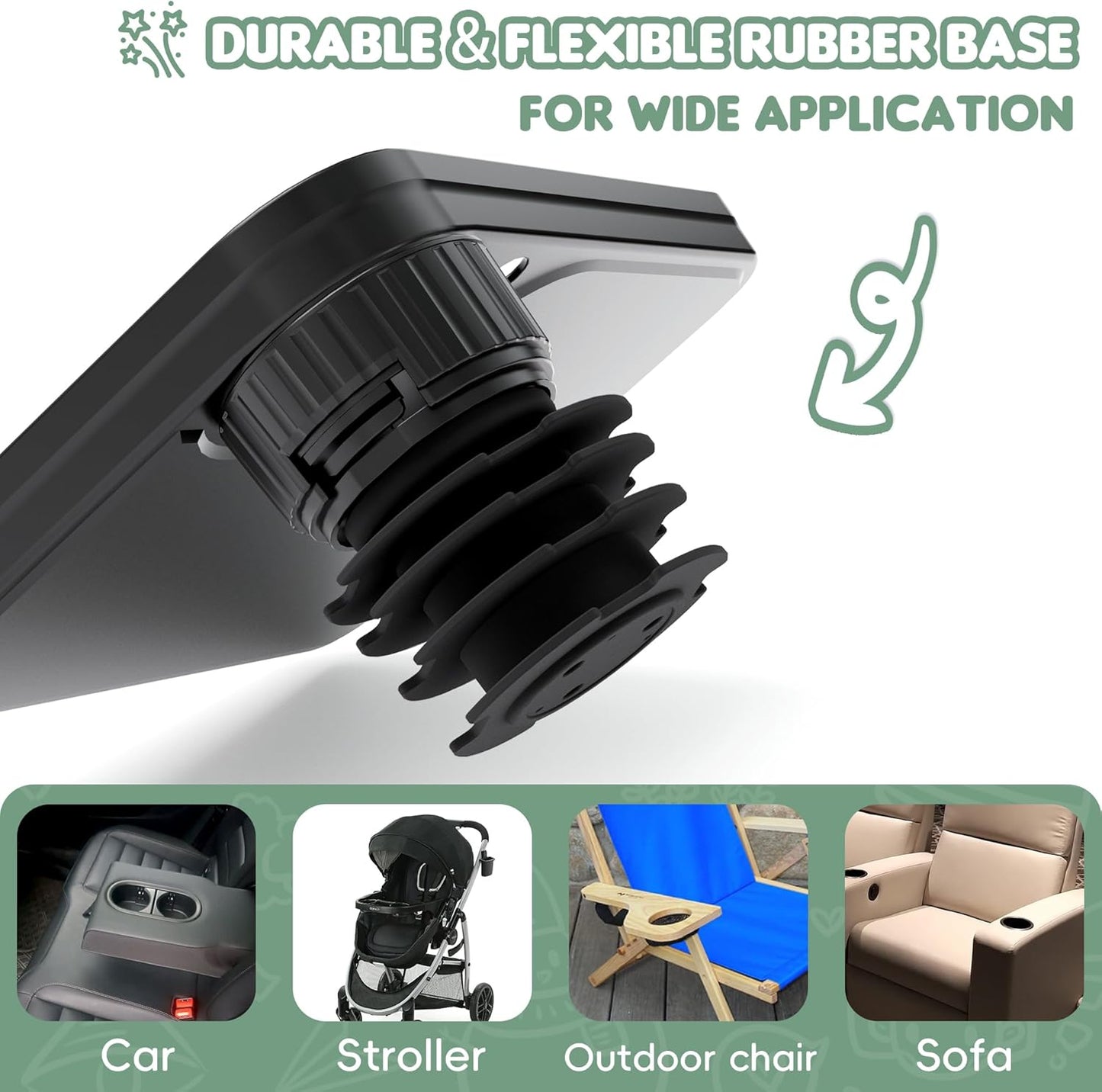 Upgraded Car Seat Tray for Kids Car Seat Tray with Expandable Base for Snacks, Toys, Books, Entertainment Kids Travel Essentials Fits 3.1''-3.5'' Cup Holders (1, Large Base)