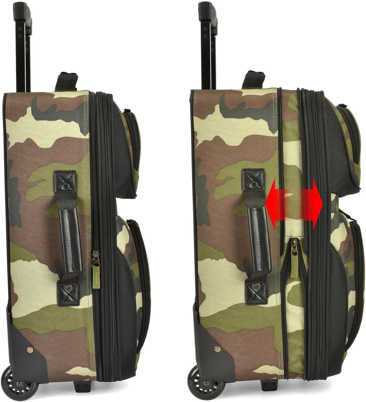 U.S. Traveler Lightweight Rolling 20" Carry On Luggage Softside Suitcase, Camouflage, 2 Wheel Single