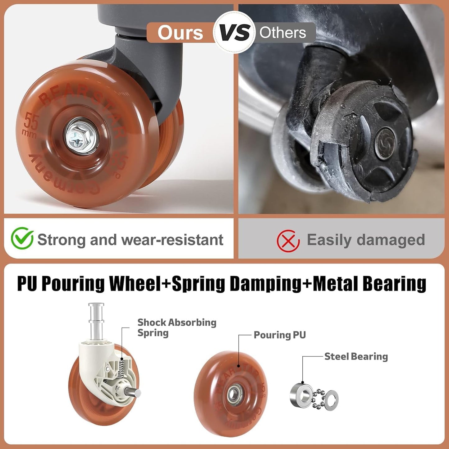 Aluminium Frame Carry on Luggage with Smooth Jelly Wheels, Hardside Zipperless Rolling Suitcase with TSA Lock (Grey, 21-Inch)