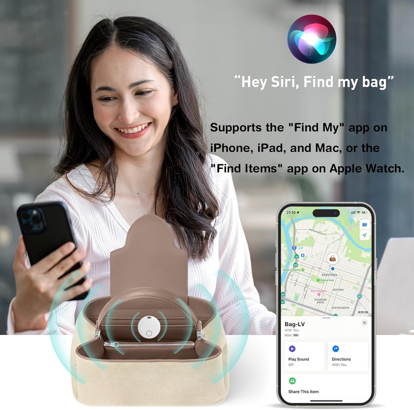 Air Tracker Tags [Apple MFi Certified] (iOS Only), Smart Bluetooth Tracker, Compatible with Apple Find My, Item Locator for Keys, Luggage, Wallet, Suitcase, Bags, IP67 Waterproof