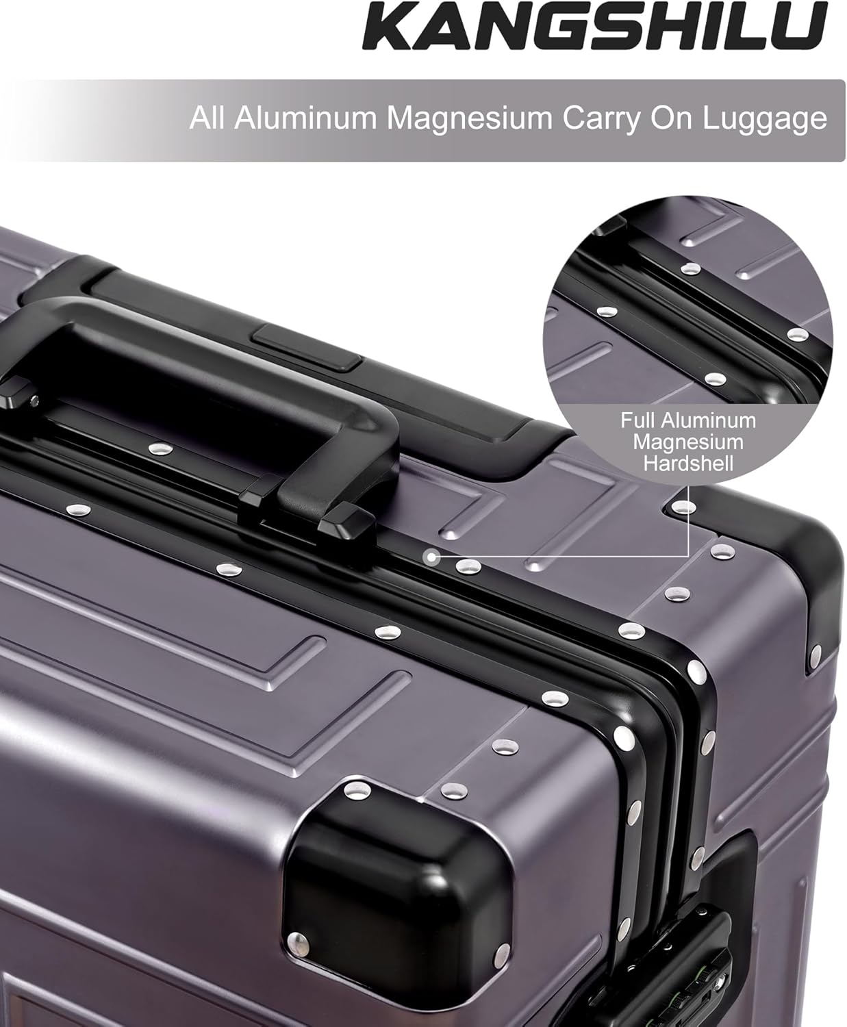 All Aluminum Carry On Luggage，Cut from Whole Aluminum Sheet，22x14x9 Airline Approved ，（3rd Generation，Premium Metal zipperless suitcase ） (grey, 24inch)