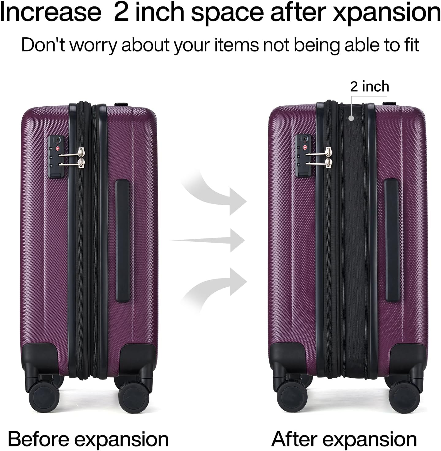 Hanke Expandable Hardshell Luggage Sets 3 piece Carry On Luggage with Wheels Suitcases Lightweight Checked Tsa Luggage Rolling Large Suitcase Travel Luggage Bag Woman Men 20/24/29 Inch(Purple)